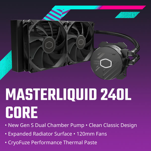 Cooler Master MasterLiquid 240L Core 240mm CPU Liquid Cooler